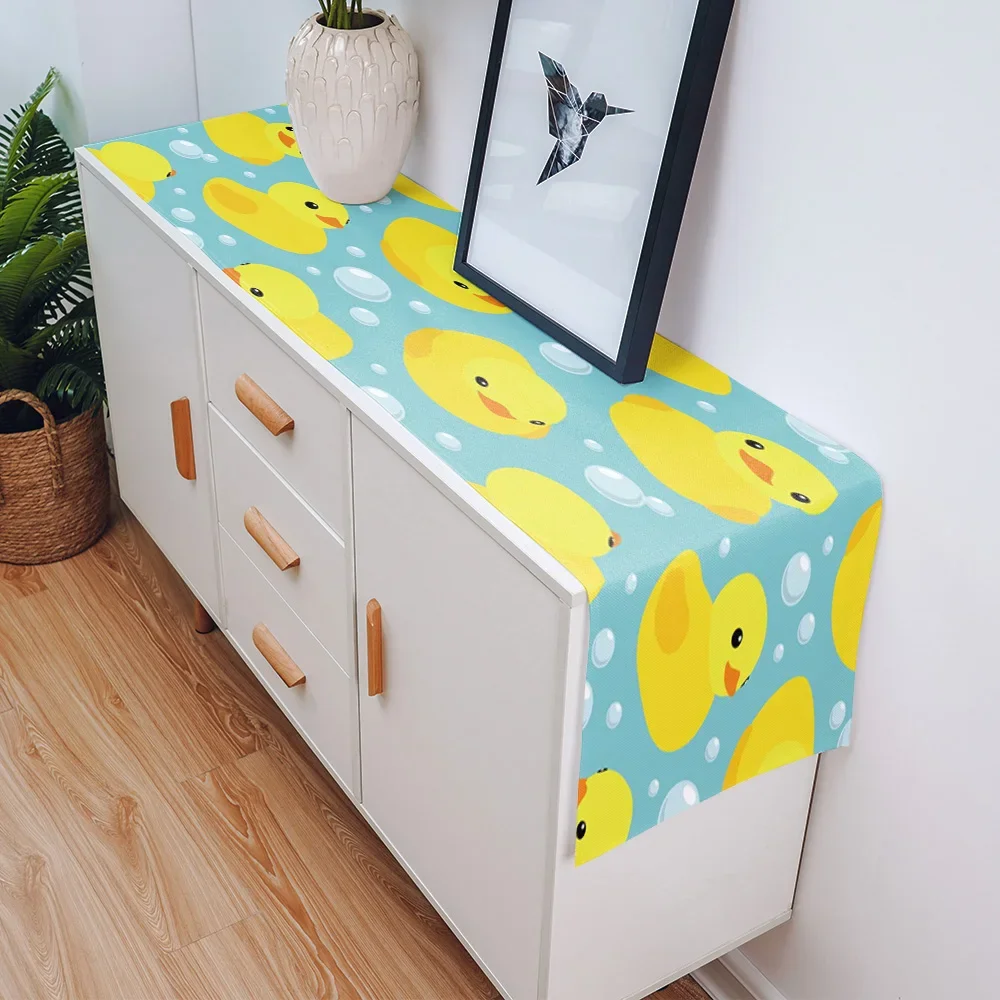 Home Table Runner Duck Cute Cartoon Cupboard Coffee Table Cover Cloth Birthday Party Dinner Table Decoration Base Cloth