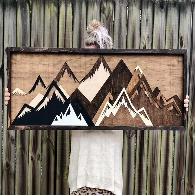 Wood Mountain Wall Art Will Bring Gable Art Decoration Sunset Moon Scene Decoration