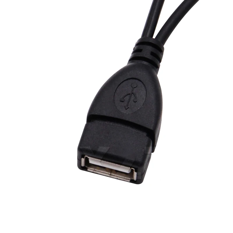 1 in 2 OTG Micro USB Host Power Y Splitter USB Adapter to Mirco 5 Pin Male Female Black Cord for mobile phone charging Cable