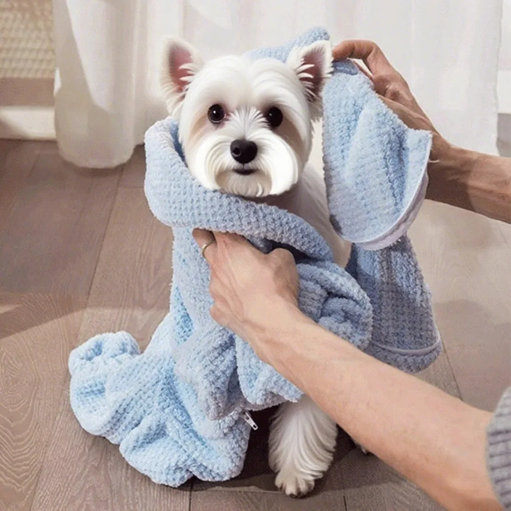Practical Absorbent Pet Bathing Clothes Quick-Dry Soft Dog Drying Coat Full-Coverage Thickened Pet Bath Towel Winter