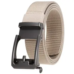 Men's Nylon Belt Toothless Buckle Male Waistband Width:3.4cm Black\Coffee\Blue\Beige \Green Length:110-120cm