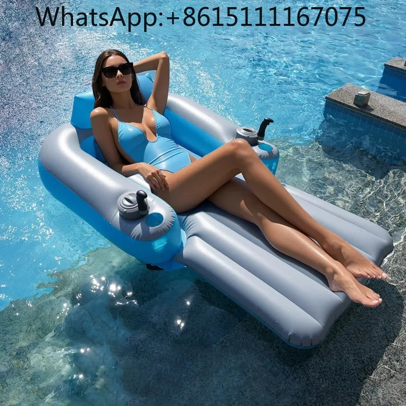 Double Inflatable Electric Lounge Chair for Adults Pool Float with Electric Thruster Pontoon Floating Boat for Lake Recreation