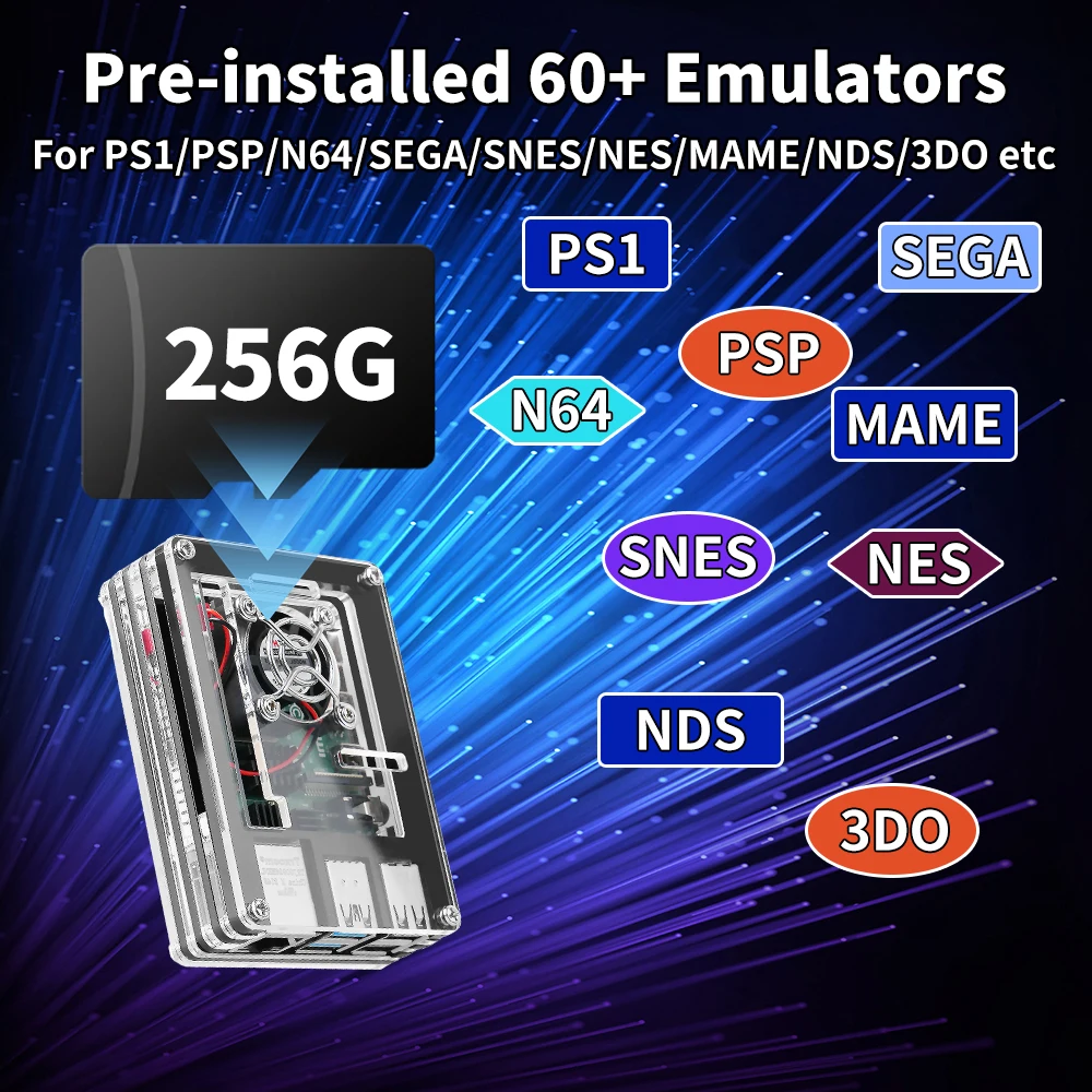 Najnowszy system Batocera 39 na karcie TF dla Raspberry Pi4 Model B z ponad 90 000 retro grami dla PS1/PSP/SNES/MAME/SS, Plug and Play
