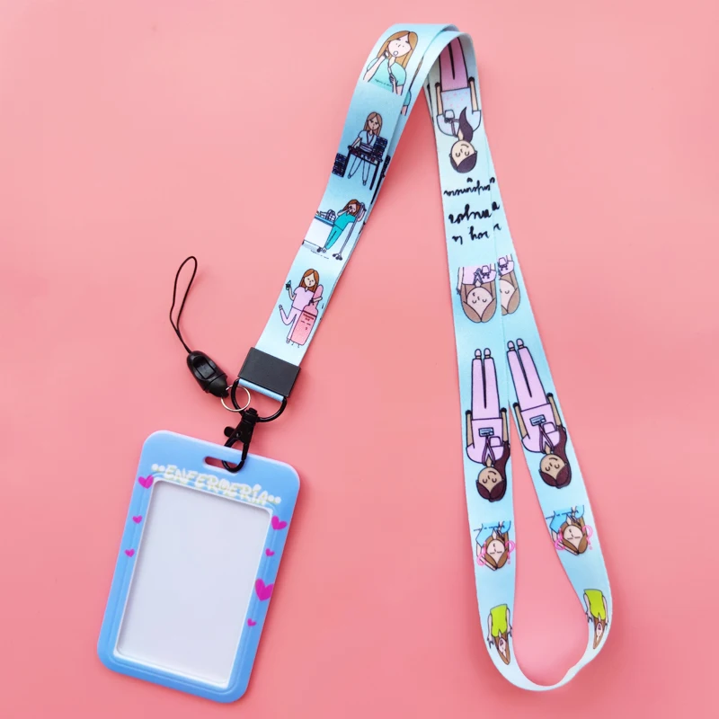 Hospital Nurse Blue Card Holder Lanyard Doctor Neck Strap Credit Card Case ID Badge Holders Credentials Retractable Clip yoyo