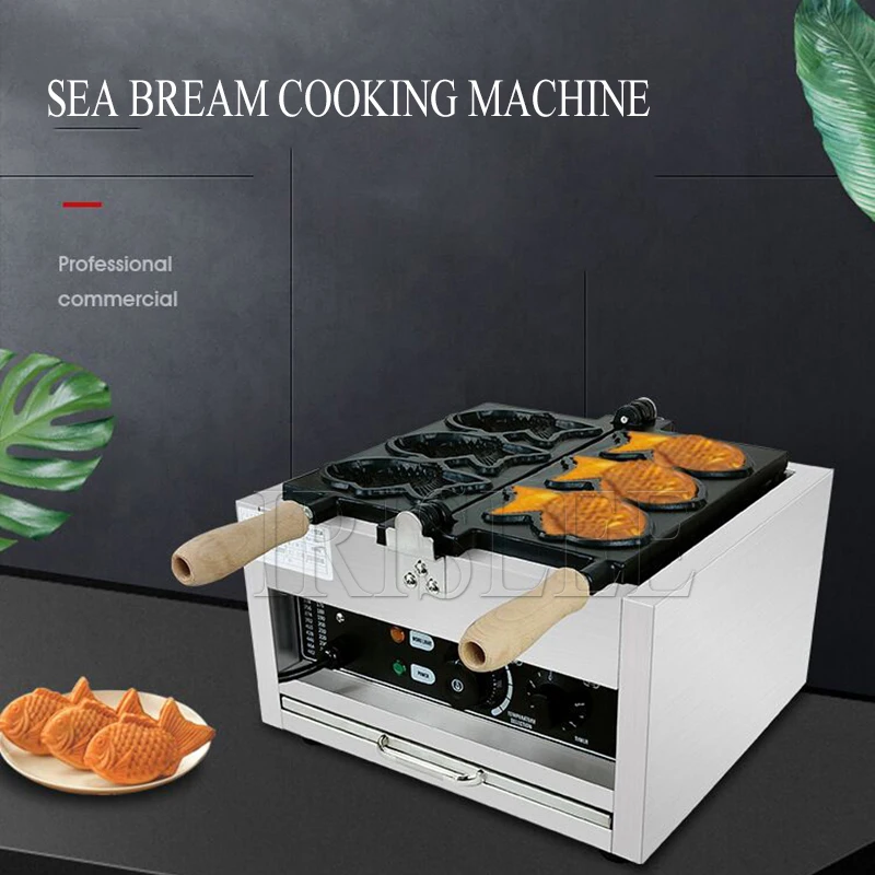 Commercial Taiyaki Maker Electric 3Pcs Fish Shape Waffle Making Machine For Stainless Steel Fish Waffle Maker