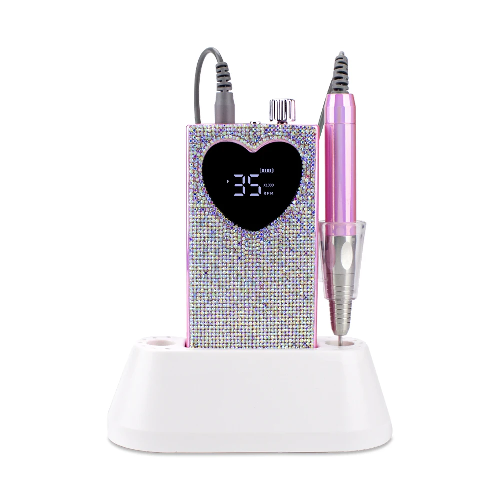 Gamer Changer 2024 New Arrival Bling Rhinestones35000 RPM Portable Rechargeable Brushless Motor Electric Nail File Drill Machine