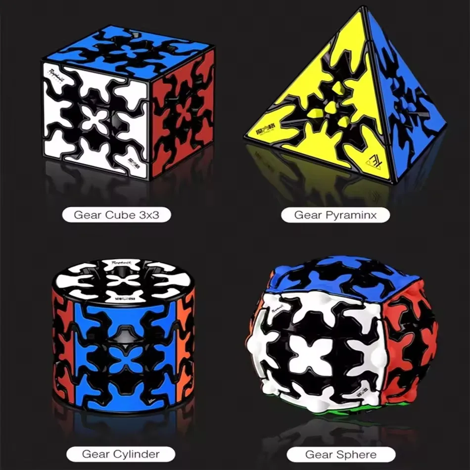 QiYi Gear Cube 3x3x3 Pyramid Cylindrical Creative Shaped Cylinder Sphere Speed Magic Cube Gear Educational Toy for Children Gift
