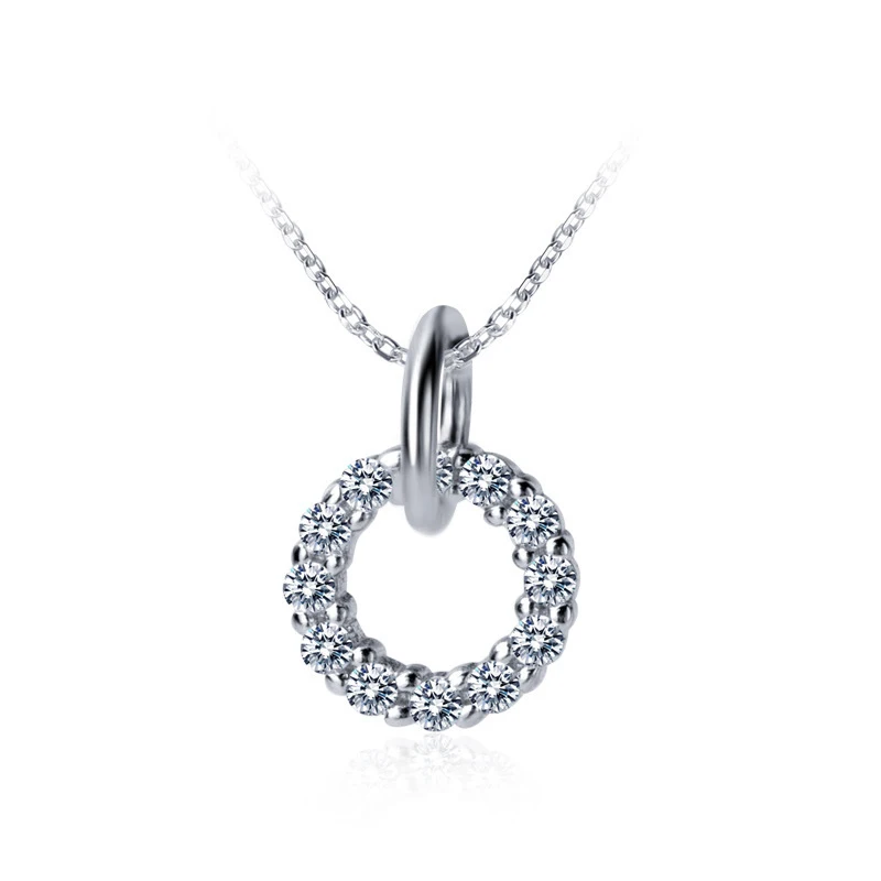 Modian Double Round Clear CZ Necklace for Women Genuine 925 Sterling Silver Gold Color Chain Necklaces Female Fine Jewelry