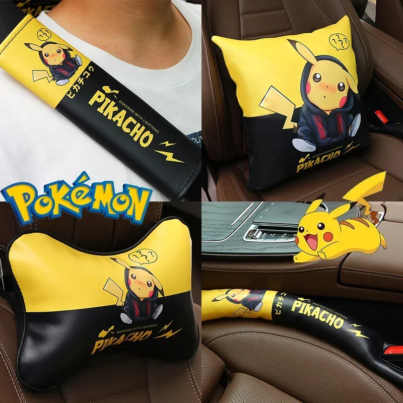 Pokemon Car Set Neck Headrest Pillow Pikachu Support Cushion Memory Foam Slow Rebound Guard Lumbar Pillow Universal Various GIft