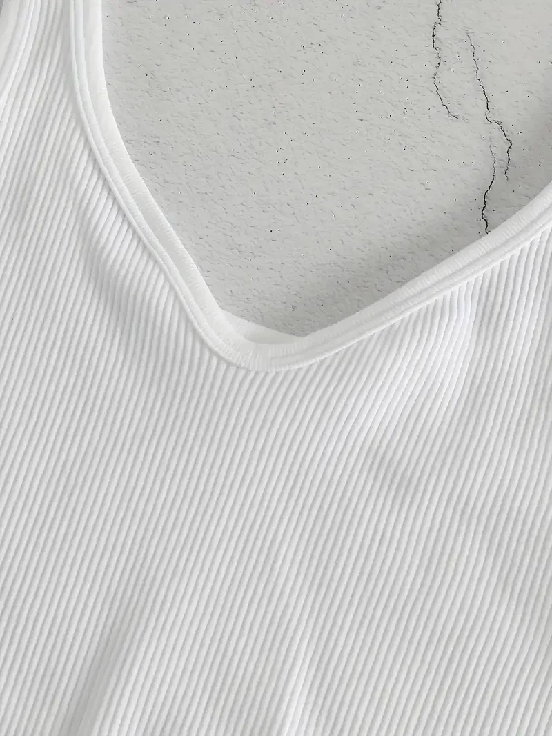 قمم قصيرة نسائية محبوكة بفتحة رقبة V عميقة ، قمة بدون خياطة مثيرة ، حمالة صدر عصرية ، سترة رياضية بدون أكمام عارية الظهر ، هاراجوكو أساسية ، موضة نسائية #6