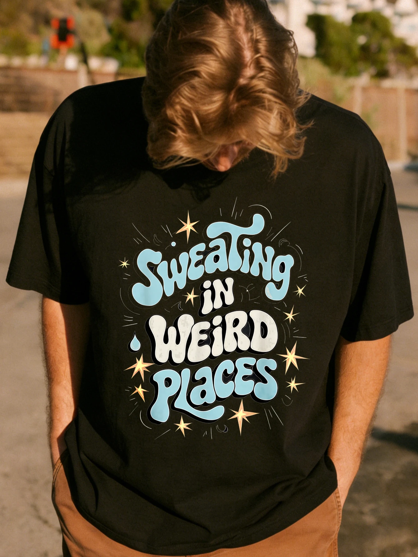 

Mens T Shirts Men's 'Sweating in Weird Places' Funny Printed Graphic Oversized Cotton Summer Casual Short Sleeve T Shirt for Men