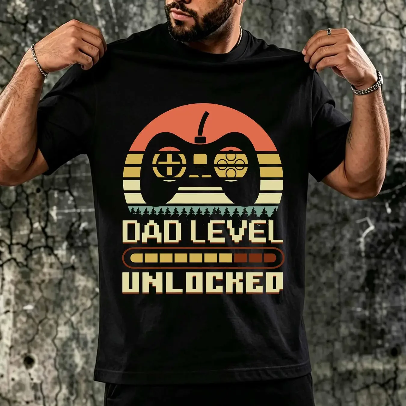 washed T Shirt Dad Level Unlocked Fathers Day For Daddy New Vintage Gamer Baby Announcement long or short sleeves vintage