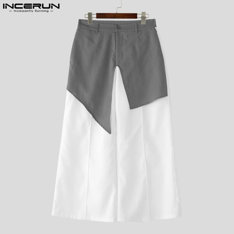 

INCERUN Fashion Men Wide Leg Pants Patchwork Button Joggers Loose Casual Trousers Men Streetwear 2025 Male Long Pants S-5XL
