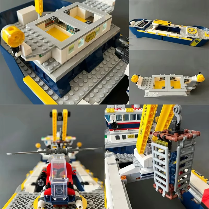 MOC Deep Sea Exploration Research Ship, Adventure Ship, Building Block Model Toy, Ocean Ship Model Building Block Birthday Gift view 3
