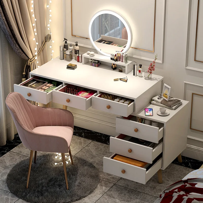 

Vanity Chair Drawers Makeup Table Modern Comfortable Cabinet Small Dressing Table Wooden Beauty Comoda Pra Quarto Room Furniture
