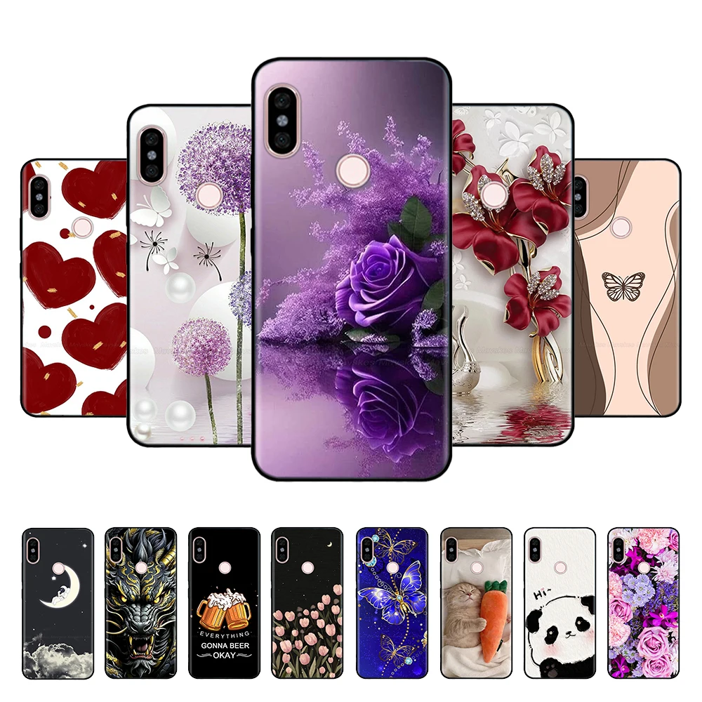 حافظة فاخرة لهاتف Redmi Note 5 Pro منقوشة للحماية الكاملة من السيليكون السائل الناعم غطاء كرتوني لهاتف Xiaomi Redmi Note 5 Pro Note 5