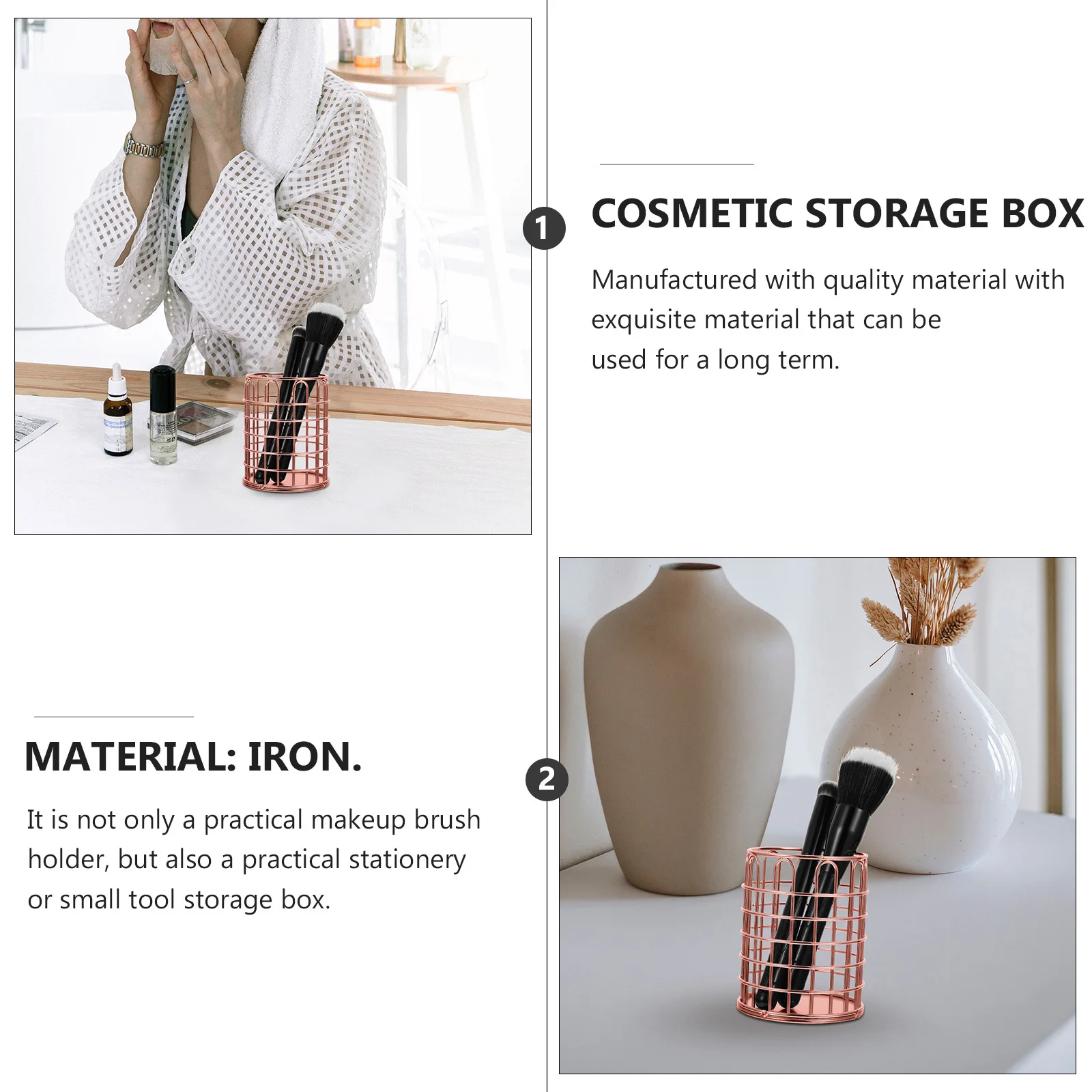 

1Pcs Makeup Brush Holder Storage Box Compact Desktop Organizer for Home Dorm Dressing Table Stationery Pen Tool