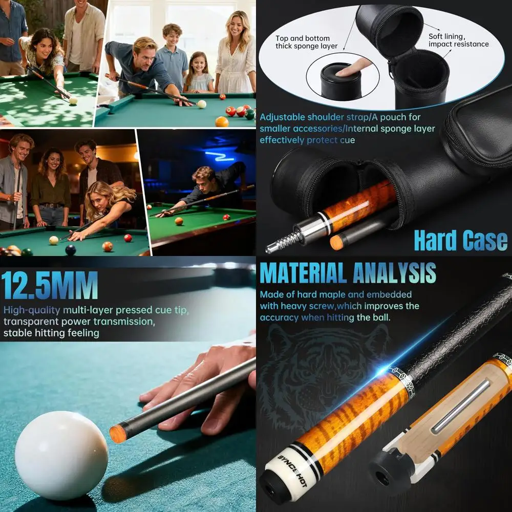 

Профессиональный бильярдный кий из углеродного волокна 58 с наконечником 12,5 мм для взрослых, бильярд