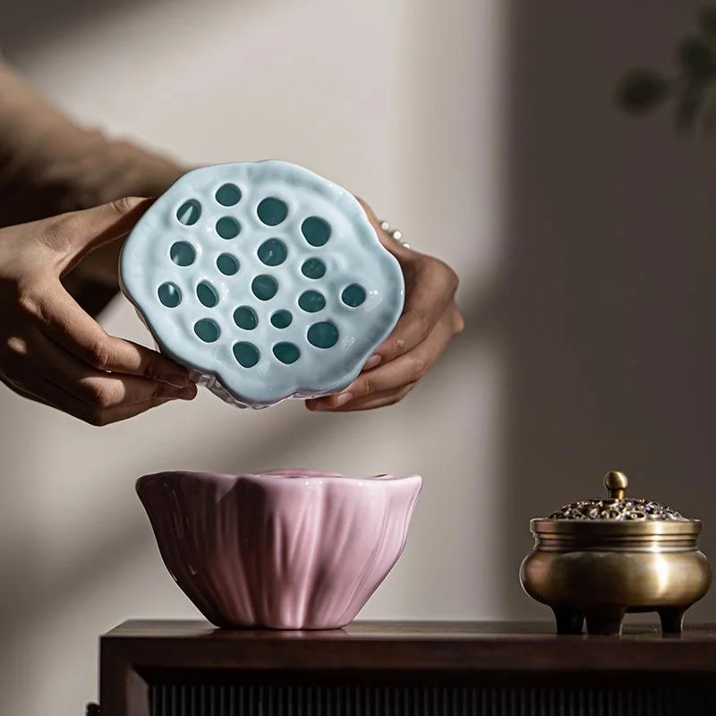 Lotus Pod Ceramic Vase Mini Plant Pot for Flower Arrangement Hydroponic Water Culture Zen Desk Tea Table Home Decor