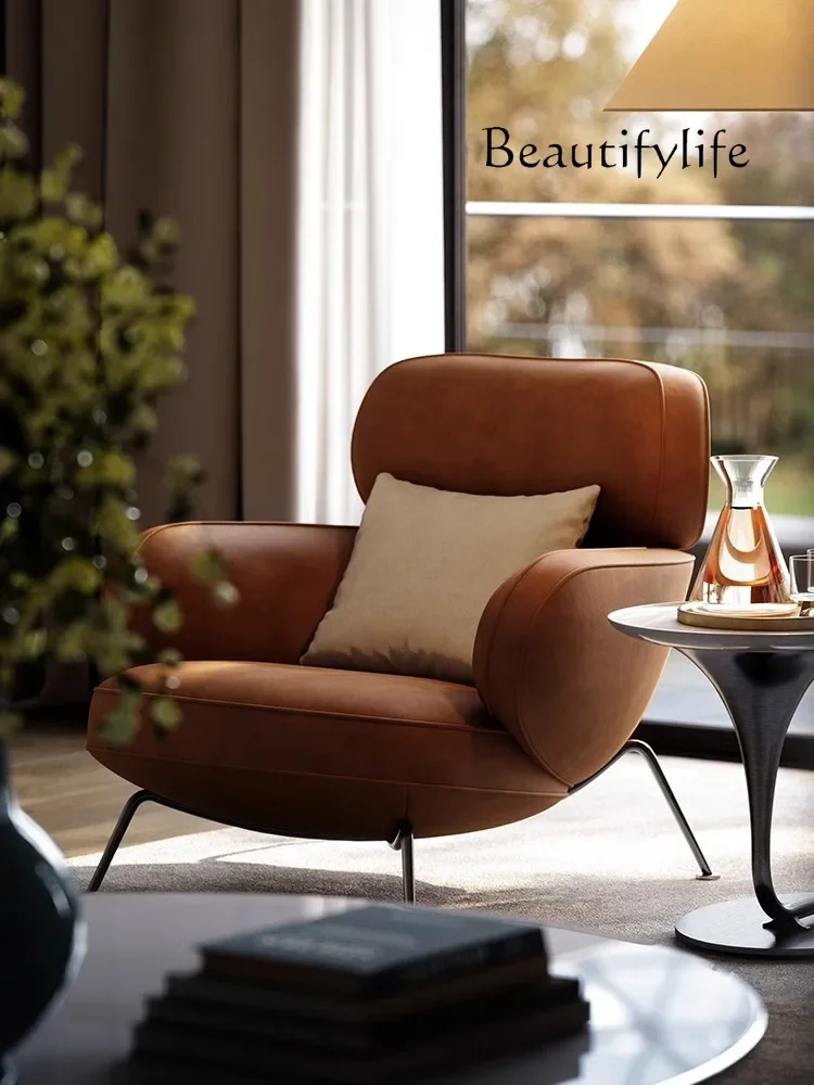 Beetle Lounge Chair Designer Living Room Balcony Tiger Chair Minimalist Full Leather Single Sofa