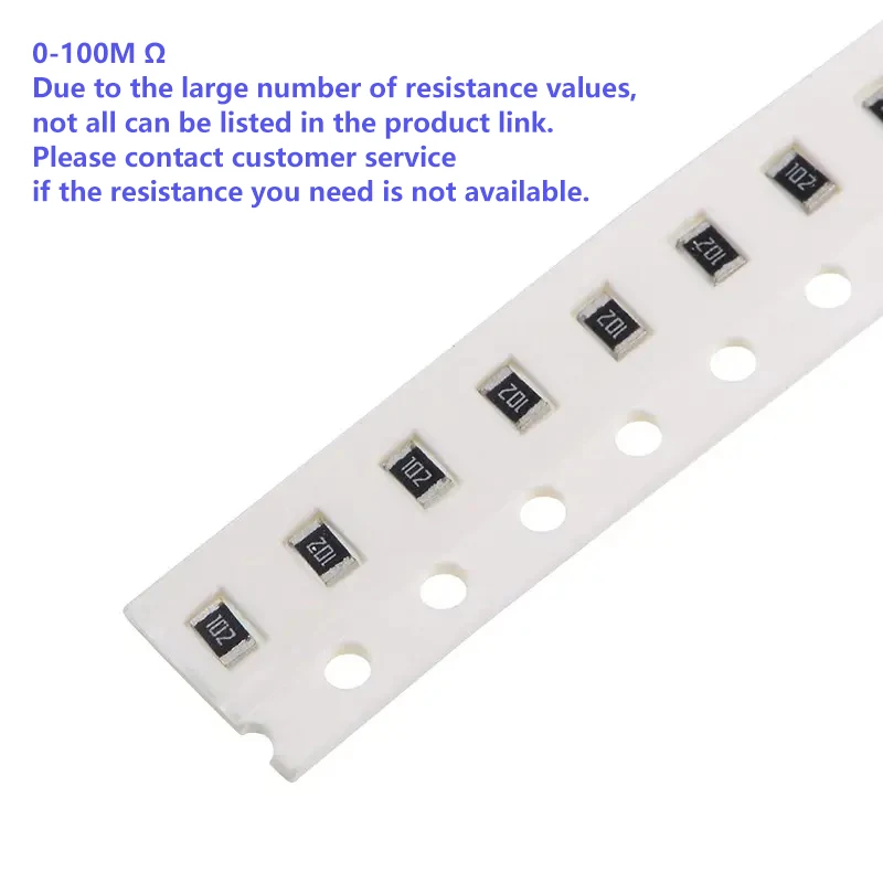 100Pcs 1% 0805 SMD Chip Resistor 0R-10M Fixed Resistors 0R 1 10 47 100 150 220 330 ohm 1K 2.2K 10K 100K 220K 510K 1M 2M 5.1M 10M
