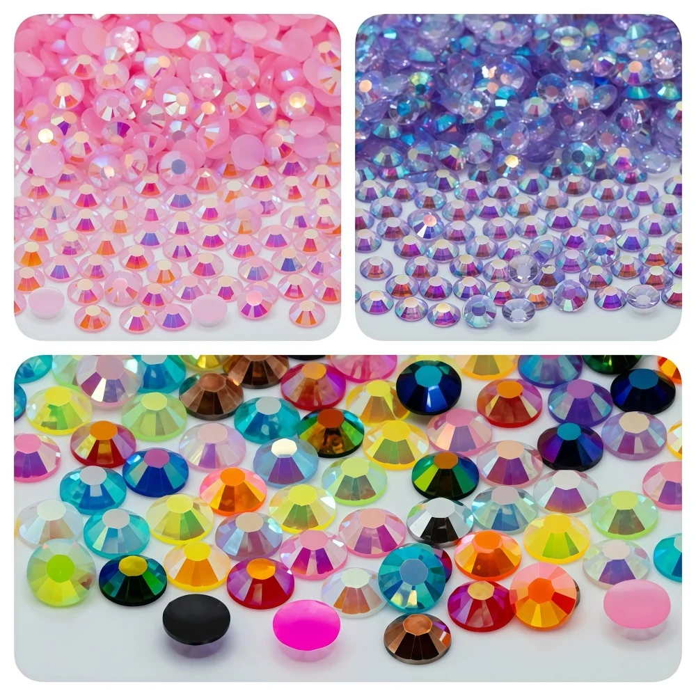 2–6 mm flacher Harz-Glitzer-Gelee-Strassstein, geeignet für Kleidung, Schmuck, Nagelkunst, Bastelzubehör
