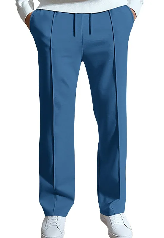 None Men's Solid Drawstring Straight Pants 6