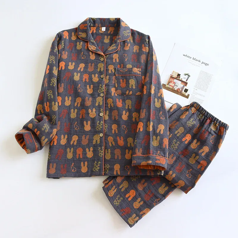  2026 Spring and Autumn New Couple Pajama Set 100% Cotton Long Sleeve Pants for Men and Women Two Piece Cute Home Furnishings 