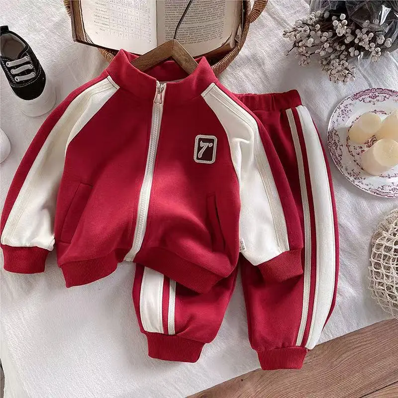 

Kids Sporty Sets Boys Girls Autumn Vintage Jackets+Pants 2Pcs OutfitsUnisex New Children's Spring Casual Long Sleeve Suits 1-5Y