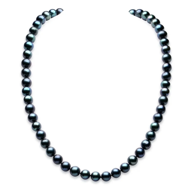 

Elegant 18"5-6mm Black Pearl Necklace Cultured Pearls with 925 Sterling Silver Clasp