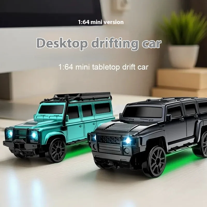 1:64 Mini RC Drift Car Electric Remote Control Truck LED Lights 2-Speed 4WD Cars Indoor Racing and Drifting Toys for Boys Gifts