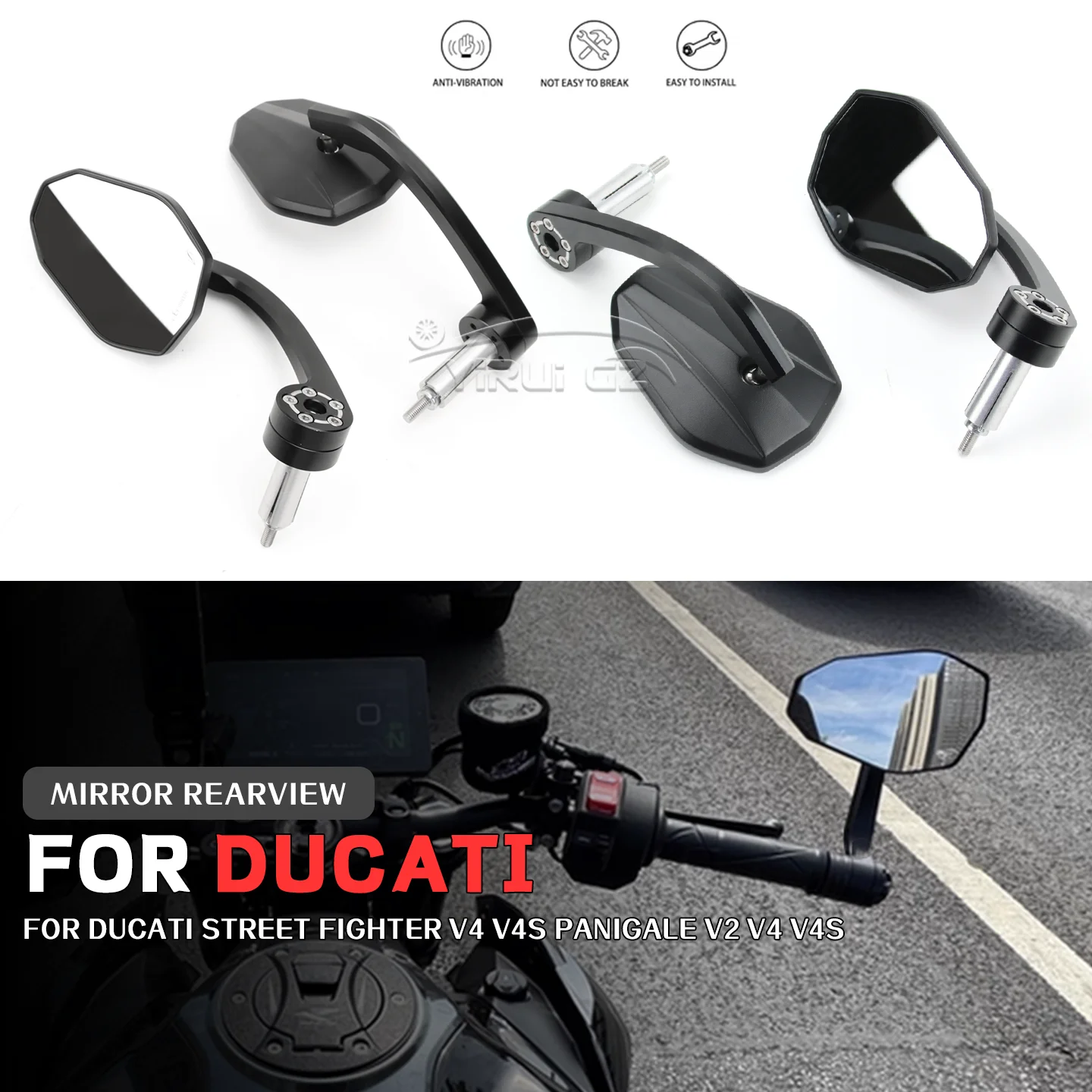 

Для Ducati Street Fighter V4 V4S V4S Panigale V2 V4 V4S Мотоциклетное зеркало на конце руля Боковое зеркало заднего вида с широким зрением