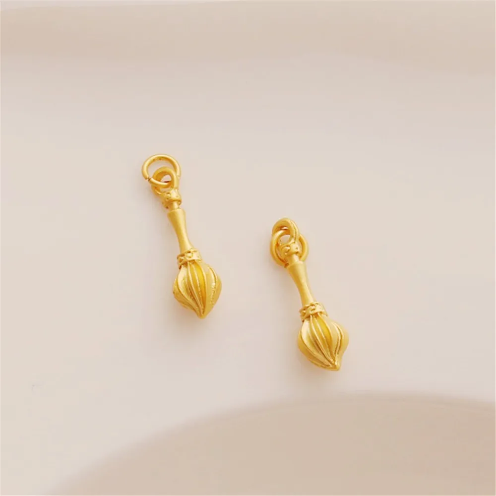 

18K Ancient Gold Electroplating, Wonderful Pen Flower Pendant, Handmade Earrings, Bracelet, Necklace, DIY Accessories