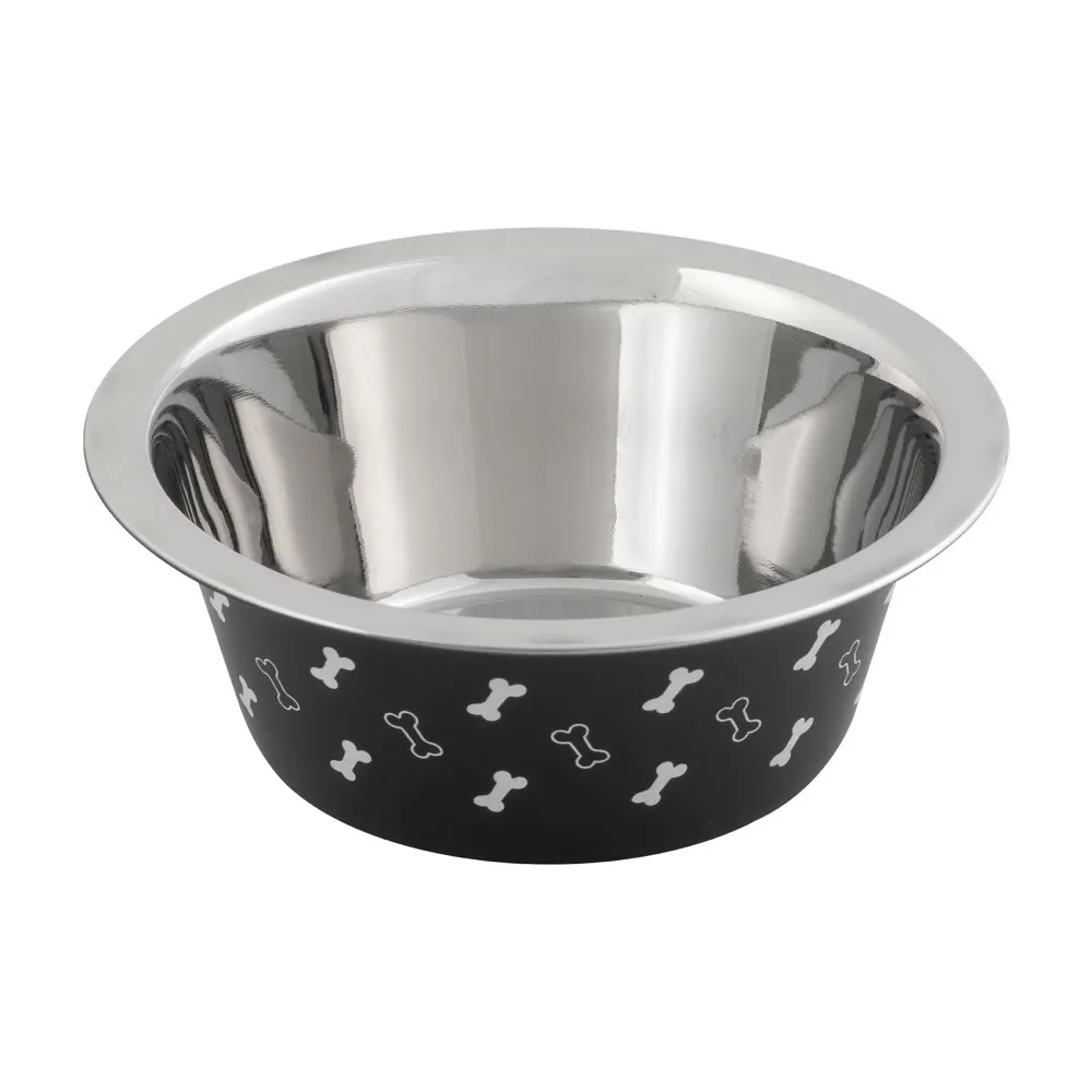 Stainless Steel Dog Bowl with Bone Design Pet Food Water Feeder Dish 760ml Anti Slip Non Skid Heavy Duty Pet Supplies for Dogs Cats Pets