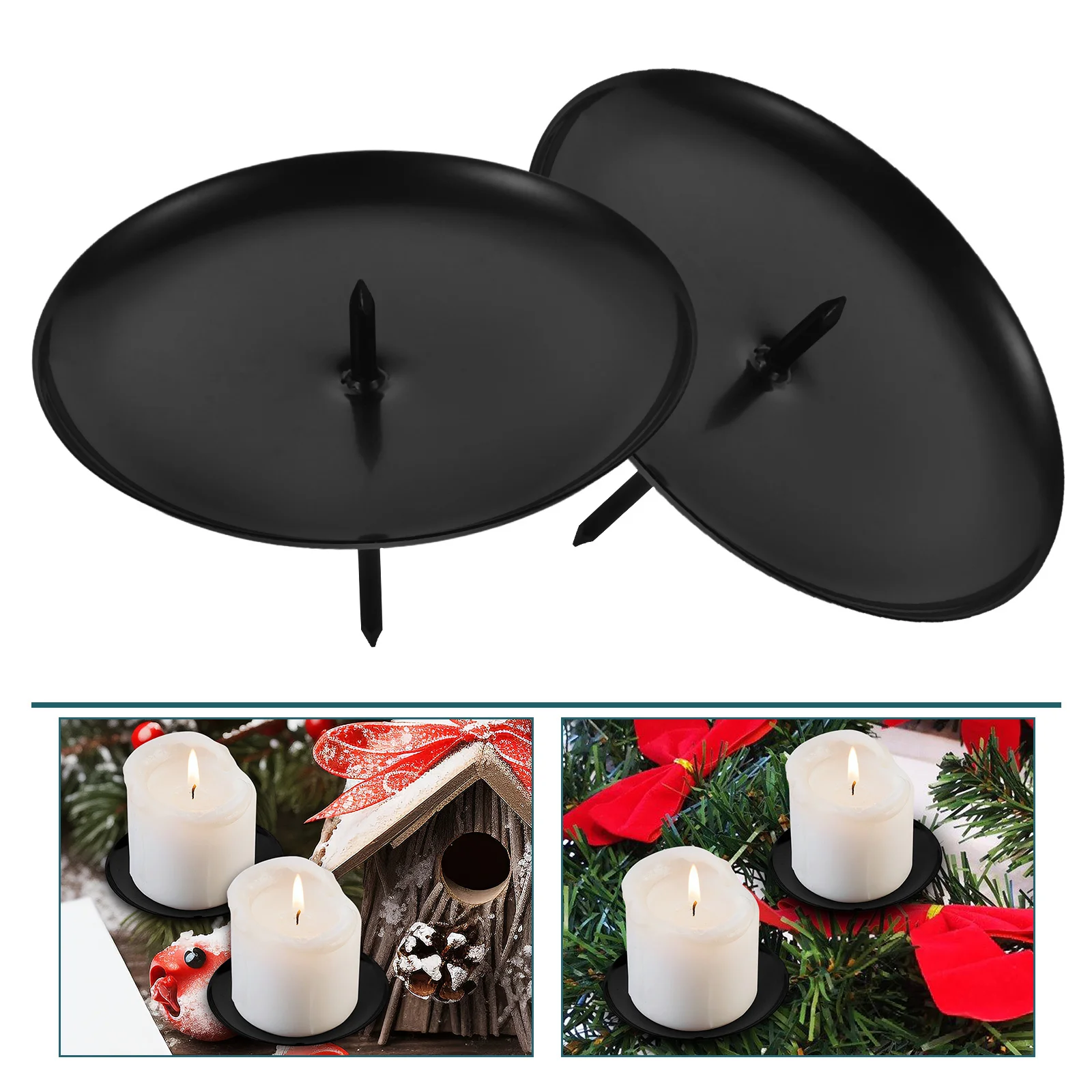 

10Pcs Christmas Plate Decorative Iron Pillar Stand Round Tray for Festive Table Centerpiece Home Decor