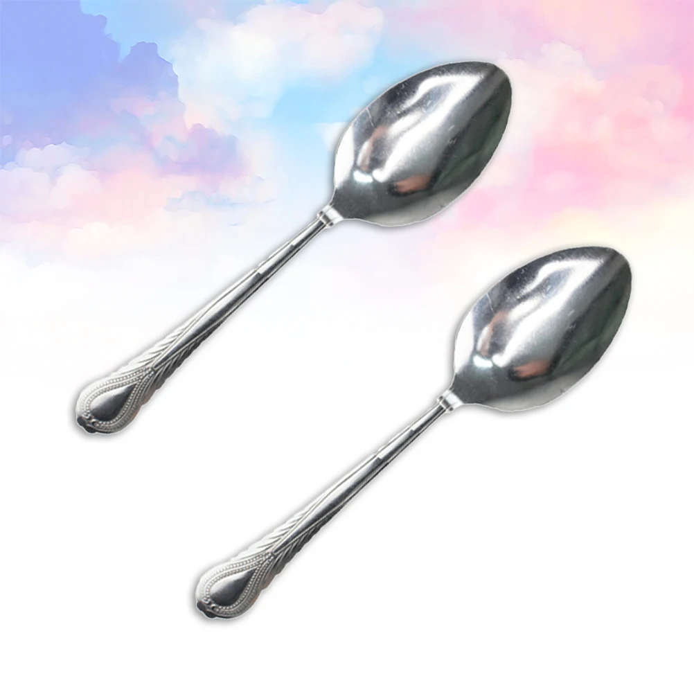 

2Pcs Trick Props High Quality Bendable Spoons for Home Entertainment and Stage Performance Novelty Gift Silver