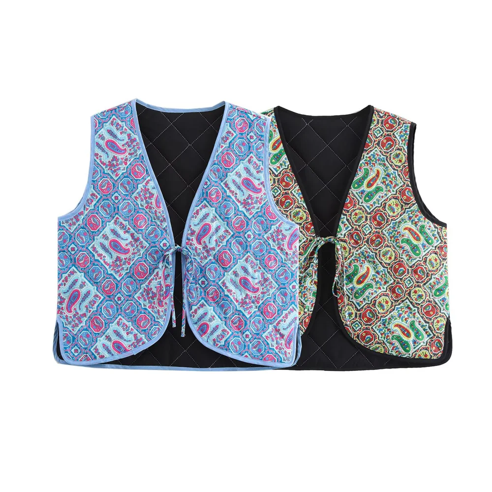 

New autumn and winter women's fashion versatile V-neck sleeveless slimming printed cotton vest vest vest vest vest