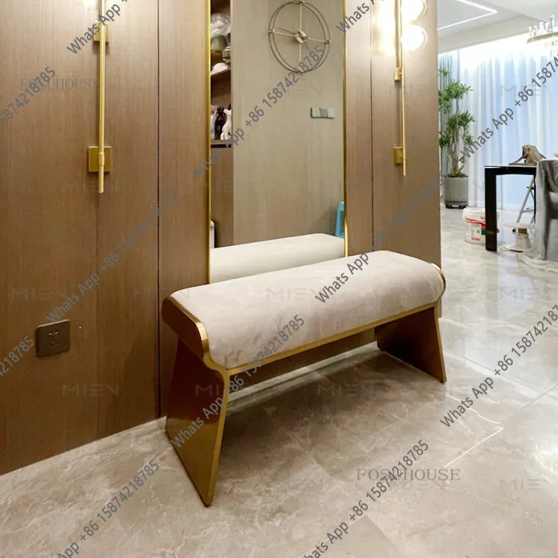 

N49 Living Room Sofa Low Stool Italian Luxury Stainless Steel Ottoman Home Bed End Stool Bedroom Bench Household Doorway Furnitu