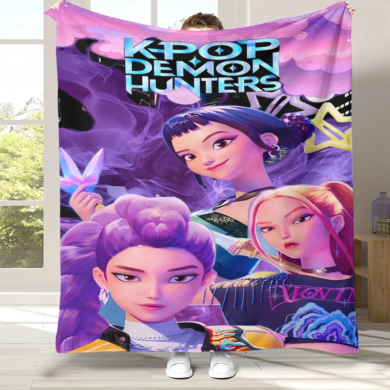 Manta de Franela K-Pop Demon Hunters Golden Saja Boys, Ultra Suave y Cálida para el Hogar, Dormitorio, Cama, Sofá, Oficina, Picnic