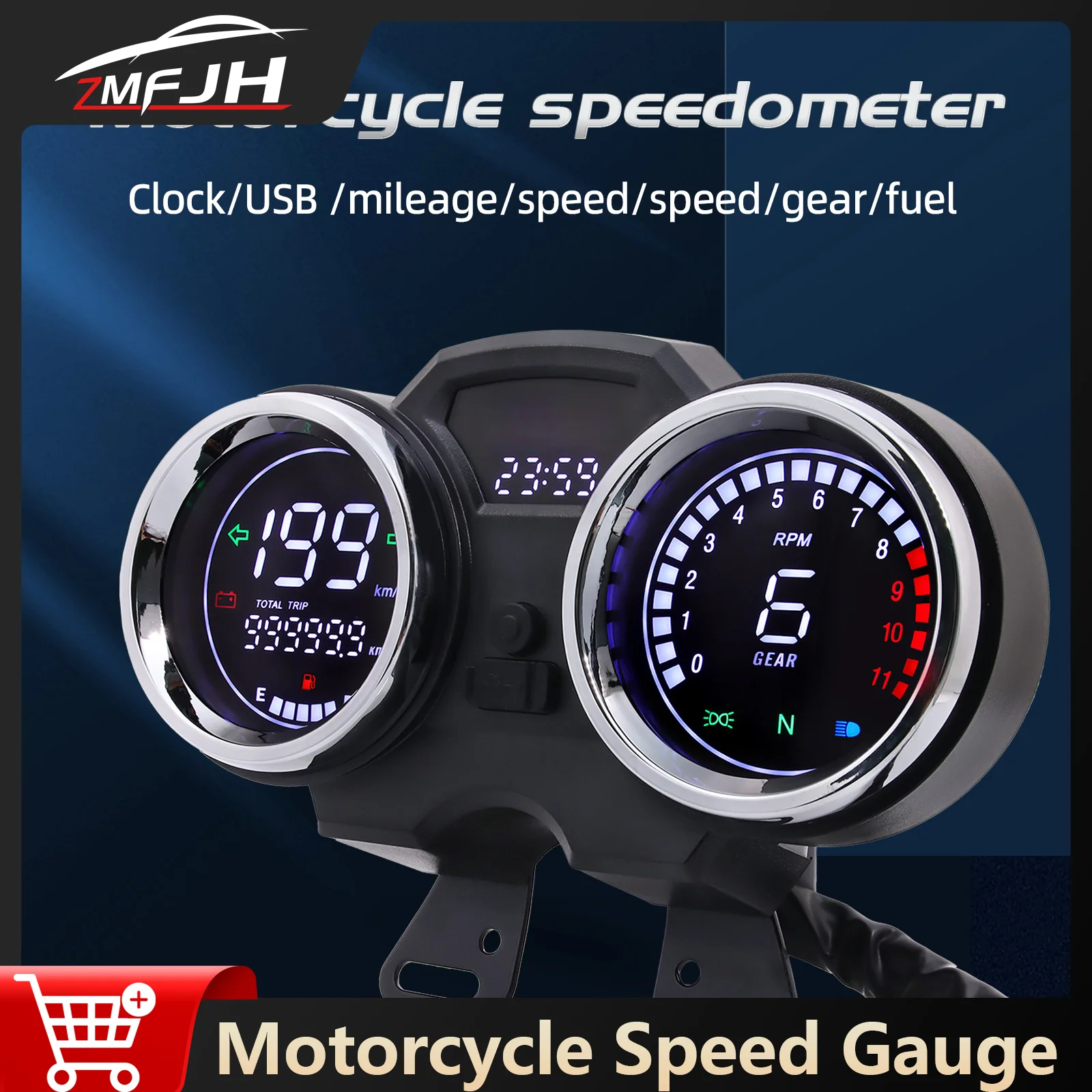 

Motorcycle Digital Speedometer Tachometer Gauge LCD Dashboard For Suzuki GN125 Speed Meter RPM Fuel Gauge Digital Instrument