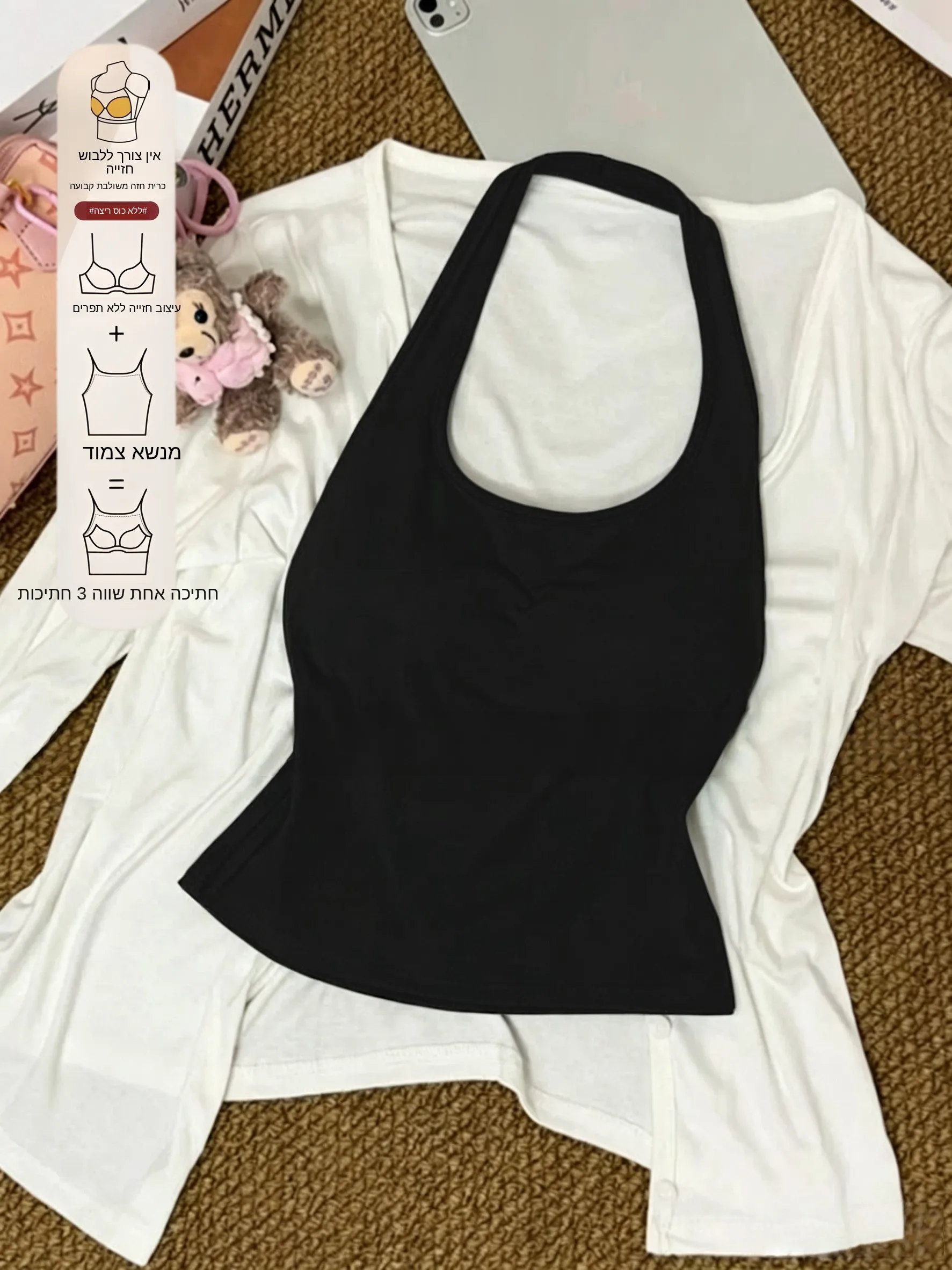 Women's 95 Cotton Halter Top with Chest Pad Tank Top Spring Summer New Style Large Size Outerwear Inner Match Sexy Backless B...