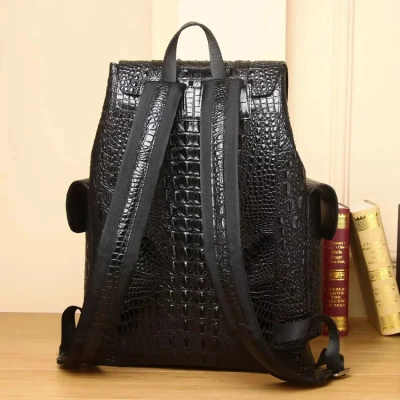 High-End Crocodile Leather Backpack Men's Genuine Luxury High Quality Travel Bag Large-Capacity Shoulder 45*34*13CM