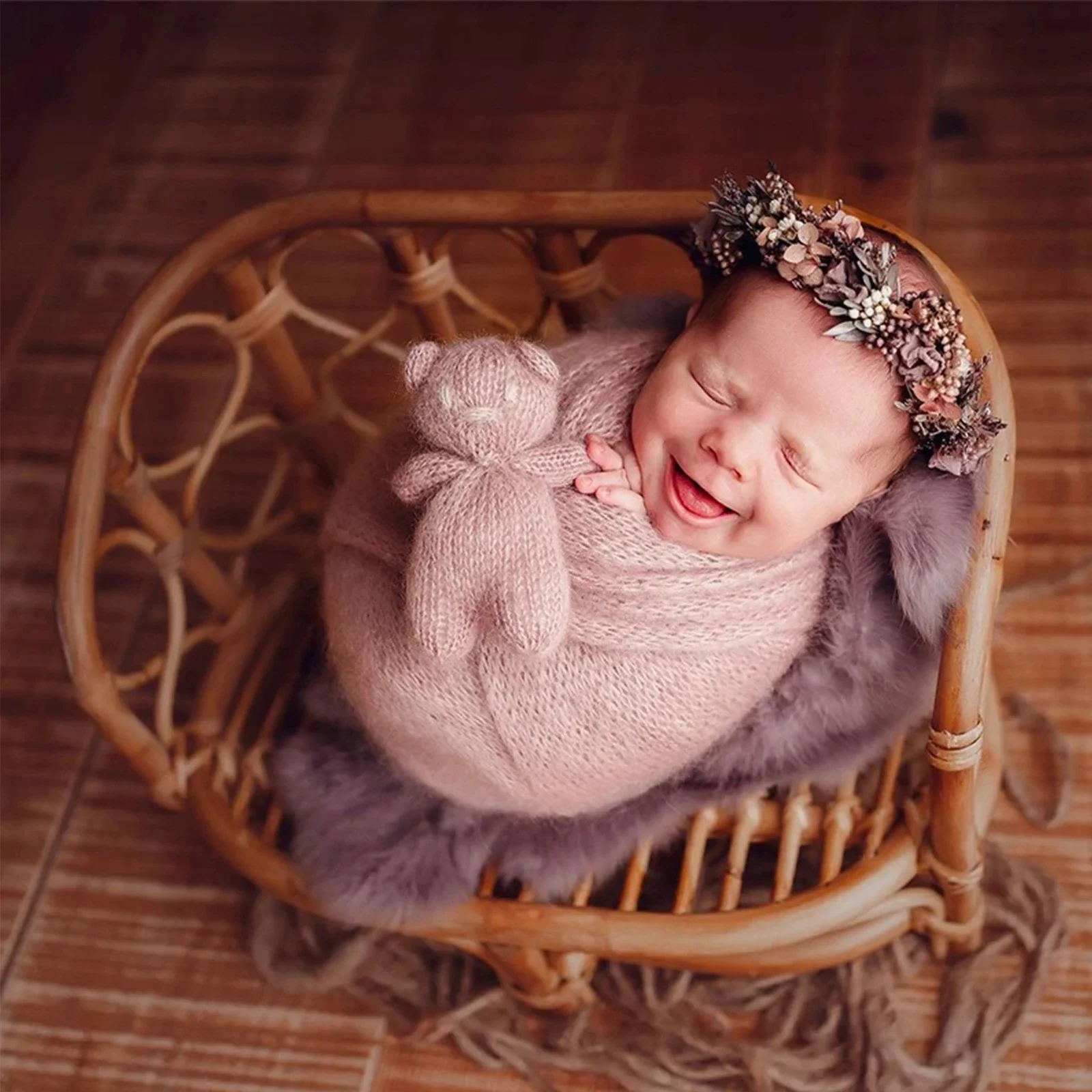 Wooden Baby Crib Newborn Photography Props Bed Sofa Rattan Chair Furniture Bench Fotografia Studio Posing Sofa Accessories