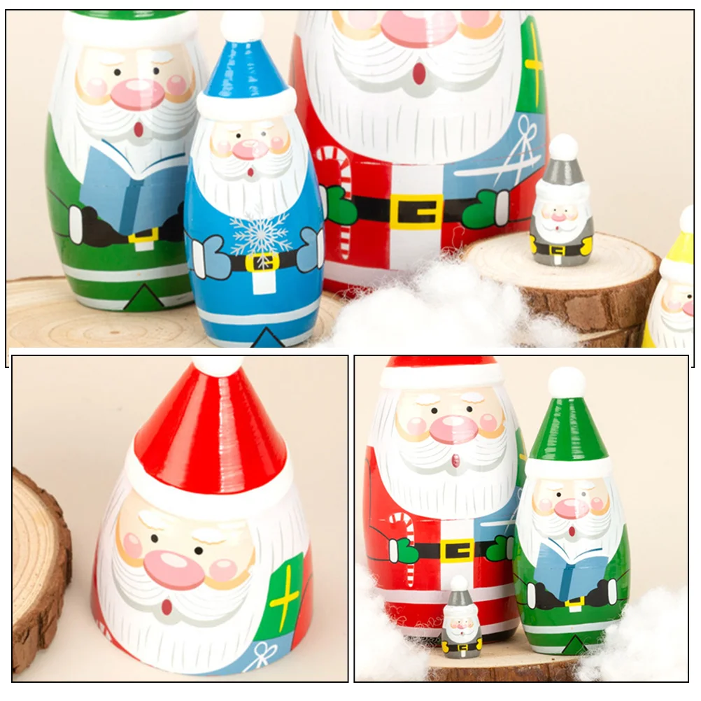 5 Piece Wooden Matryoshka Nesting Set Christmas Decor Russian Russian Stacking Dolls Nesting Dolls Toys Kids Gift