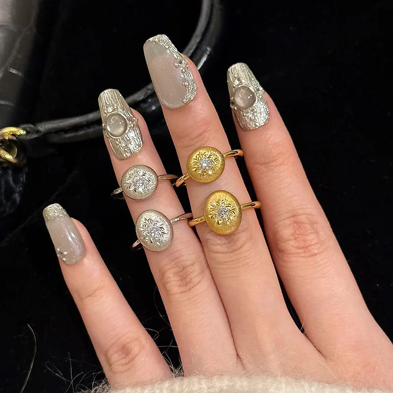 silver 925 snowflake retro carving craft brushed rings for women new in exquisite oval charm ring wedding jewelry Adjustable