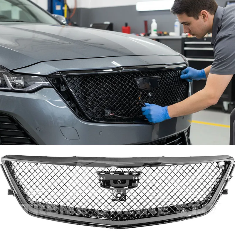 

Сетчатая гоночная решетка бампера для Cadillac CT6 2016-2020 гг. | Blackwing Style GLOSS BLACK Решетка переднего бампера Пластиковый корпус автомобиля