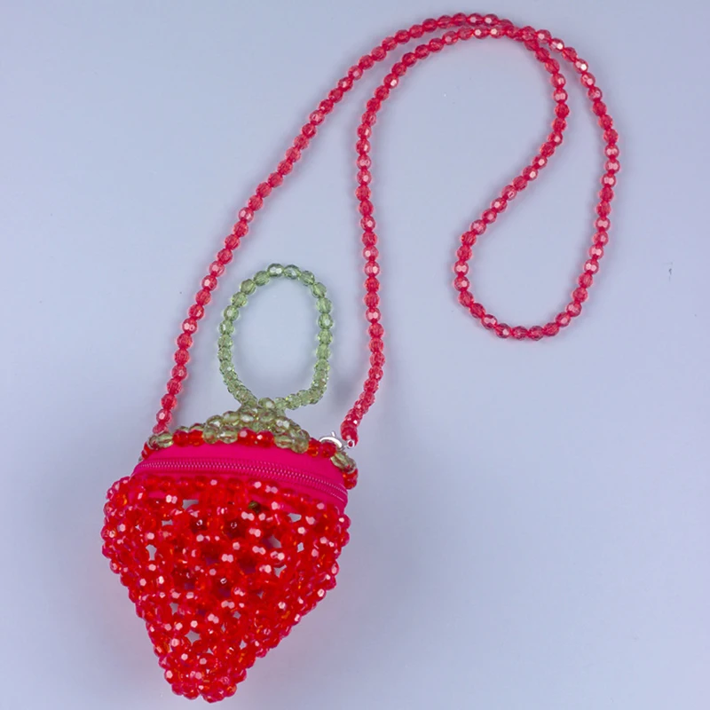 Mini Acrylic Strawberry Ball Cute Crossbody Bag Beaded Lipstick Chain Fashion Bags Ladies Shoulder Messenger Bags for Women