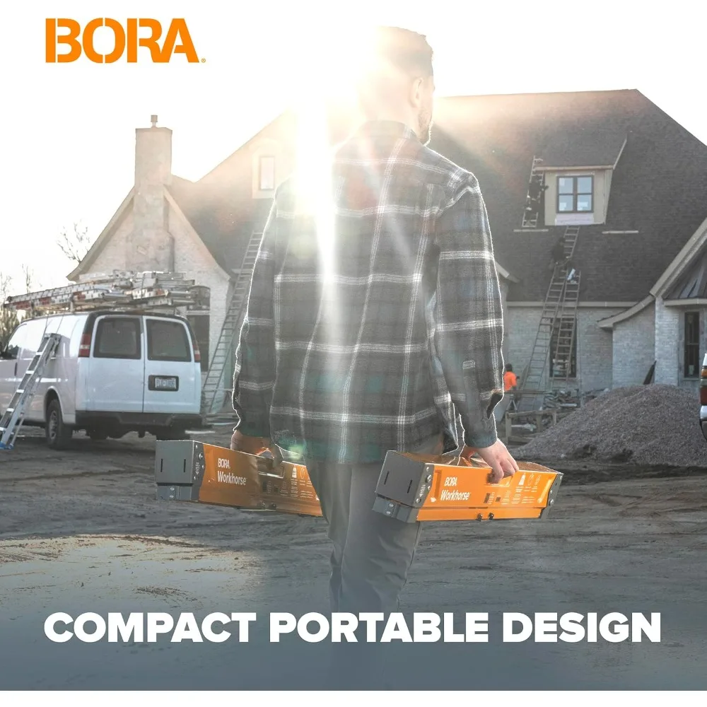 Cavalo de serra dobrável, 2 pacotes, cavalo de serra de metal resistente com suporte 2x4, abridor de garrafas embutido para carpinteiros em madeira