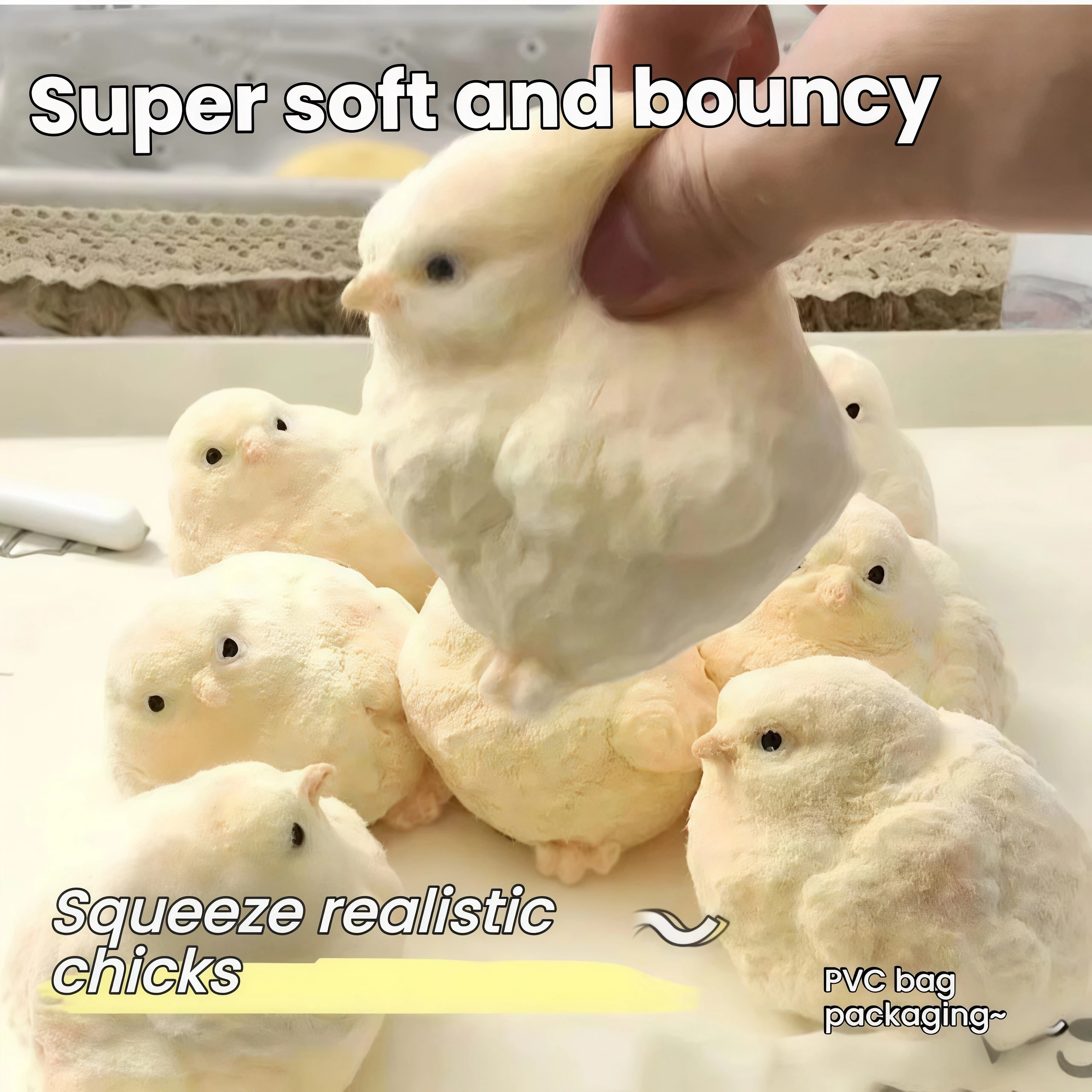Chicken shape squishy，Slow rising fidget，Soft squeeze decompression，Asmr stress relief，For relax birthday party gift