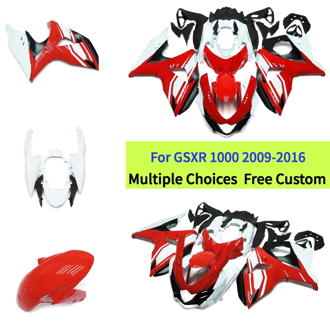 ABS Plastic Cowl For SUZUKI GSXR1000 K9 2009 2010 2011 2012 2013 2014 2015 2016 Full Fairing Body Accessories | Red White